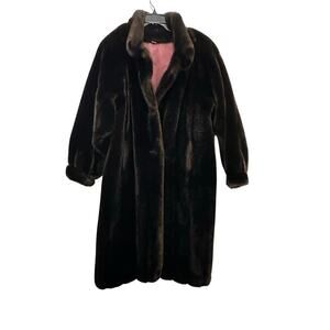 Grandella II Style By Sportowne Women's Brown Faux Fur Overcoat Size 8